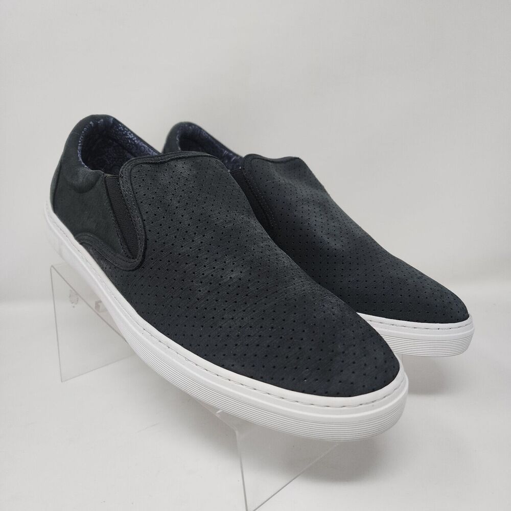 Supply Lab Leather Shoes Men 12 Black Perforated Smooth Casual Comfort Sneakers